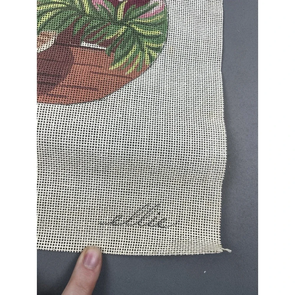 Ellie Hand Painted Needlepoint Canvas * Christmas Stocking Poinsettia Bear Plush